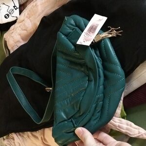 Green Pleather crossbody/belt bag NWT
